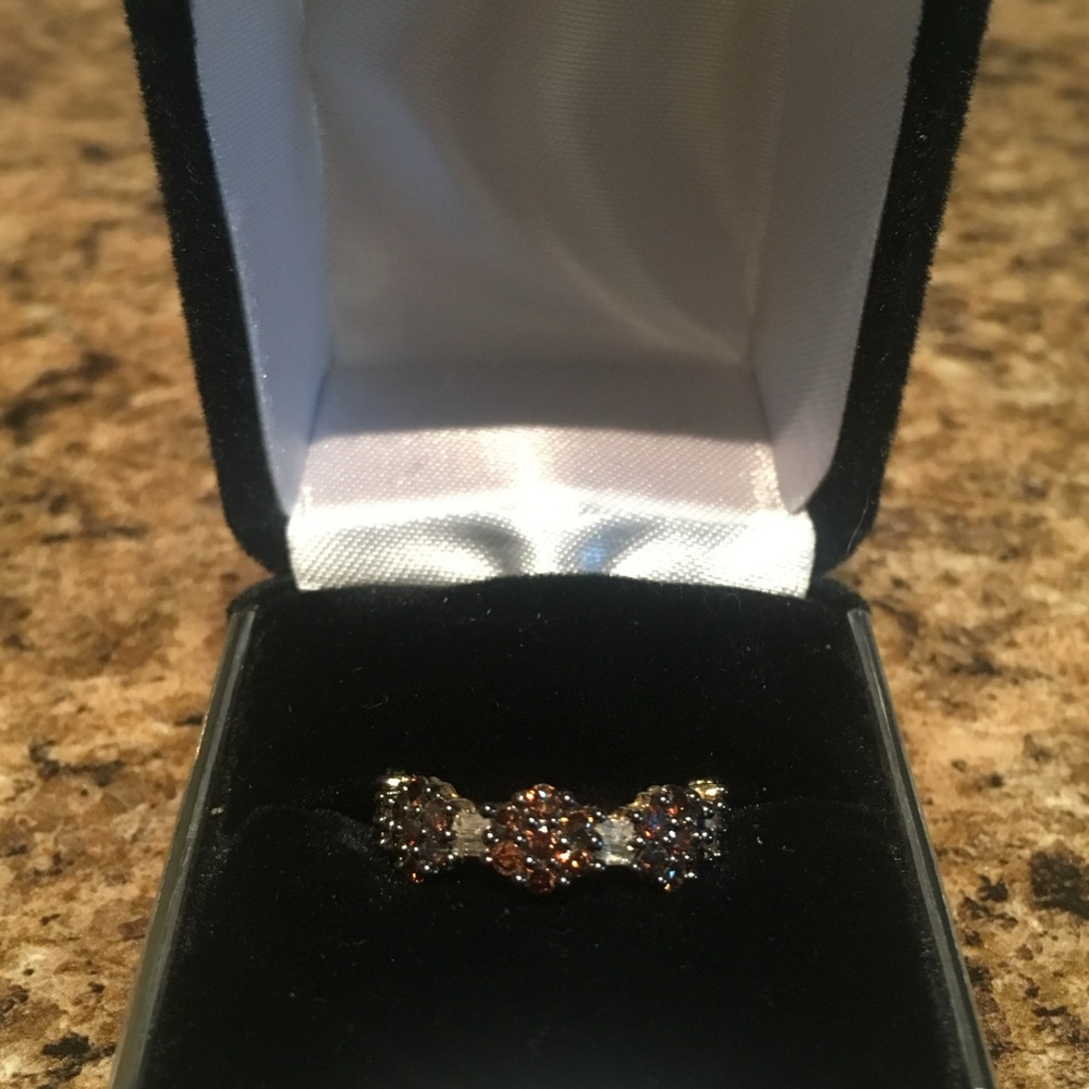 Brown topaz and diamond 10k gold ring